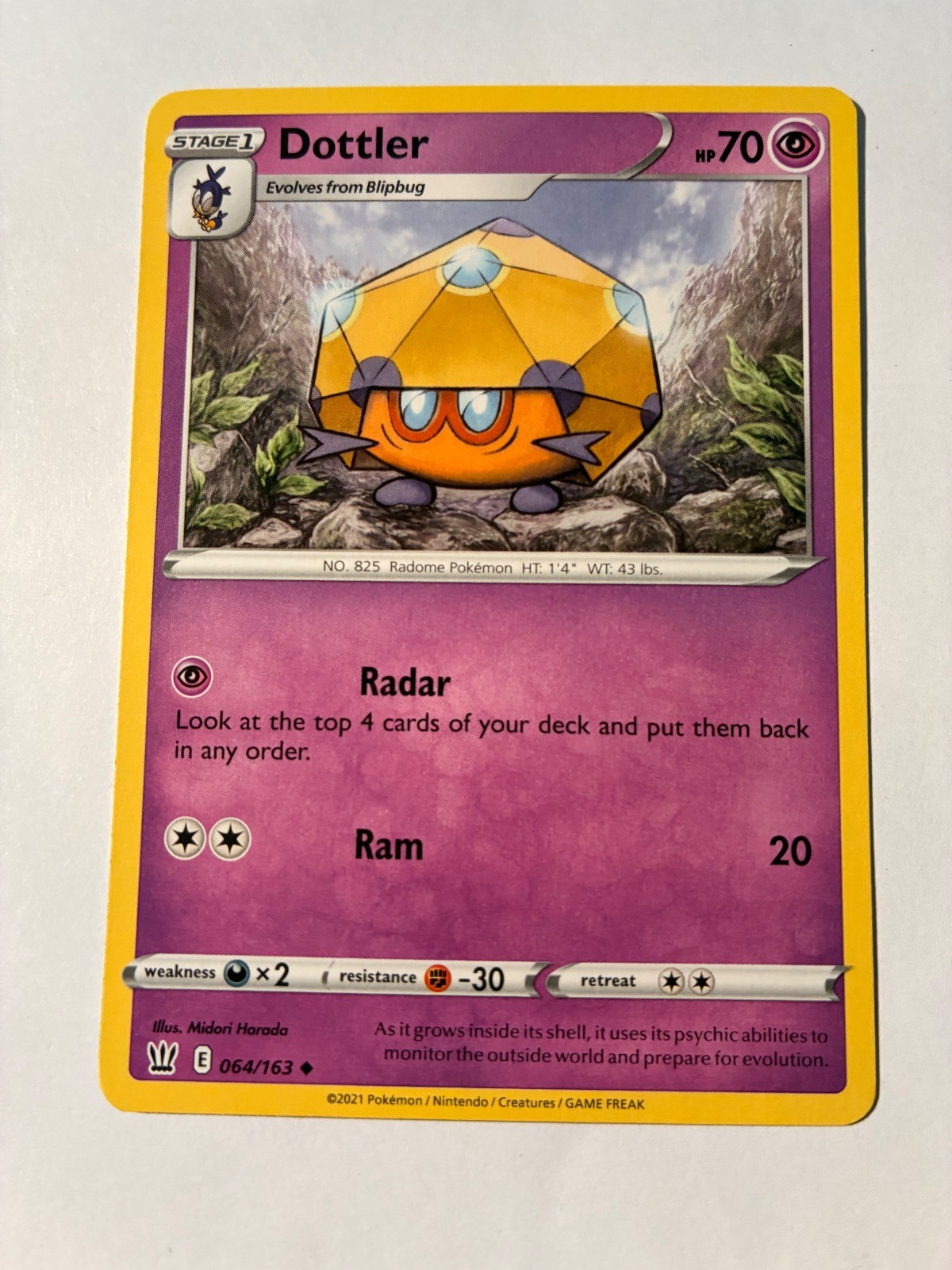 Dottler #064/163 Battle Styles Uncommon Pokemon NM