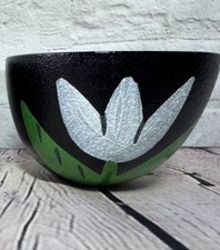 Kosta Boda Tulipa Bowl Ulrica Hydman-Vallien Textured Black Glass Post Modern