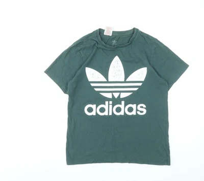 Adidas Girls Green Logo Short Sleeve Crew Neck Cotton T-Shirt 13-14 Years - Image 1 of 4