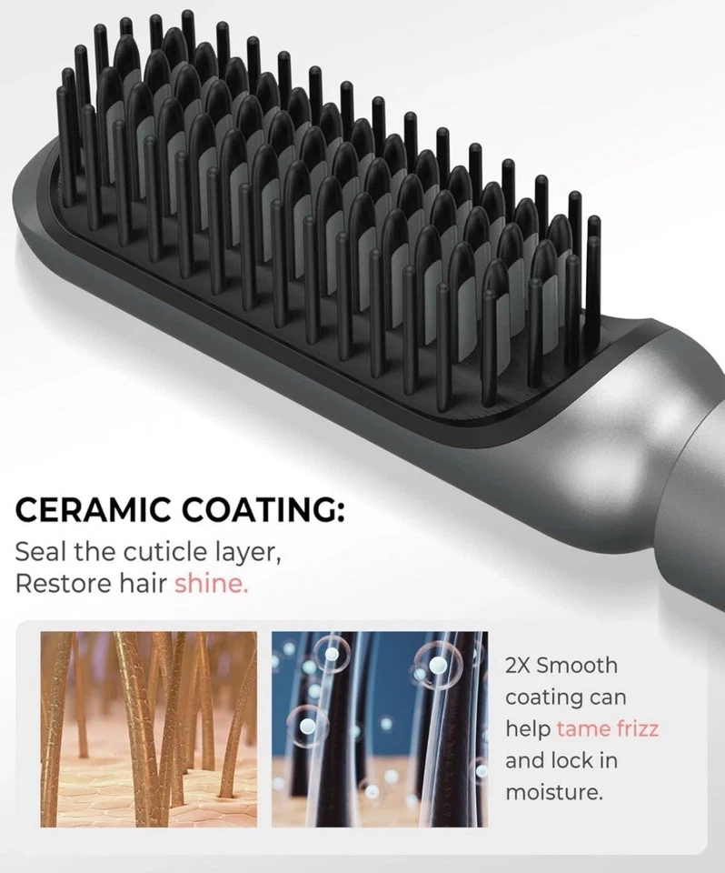 Hair Straightener Hot Brush Wide Comb Anti Scald Fast Heating 4 Temp 3D Teeth - Image 4 of 4