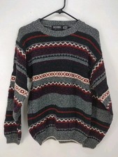 Vintage Scandia Sweater Men's Size L Cotton Multicolor Pullover Made In USA