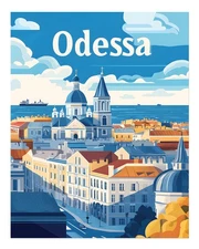 Odessa Cityscape Wall Art Poster - Vibrant Urban Scene Premium Quality