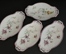 Set Of 4 TWO COMPANY Relish Dish ore Desser Tray Floral Plates