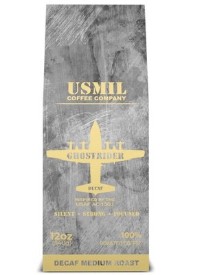 Ghostrider Decaf   Whole Bean 12oz Medium Roast USMIL Coffee