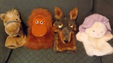 Lot of 4 Vintage Plush Animal Hand Puppets 3 Dakin 1 Applause