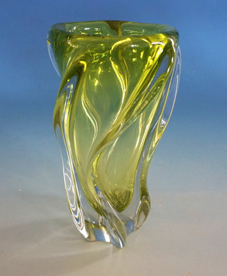 Vintage Glas Vase Kunstglas Glasvase Josef Hospodka für Chribska  (F025-1365)