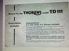 Thorens Td-111 User Manual Digital