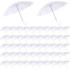 50 Pcs Wedding Clear Umbrella Bulk for Rain Windproof Stick Umbrellas 2394XT4
