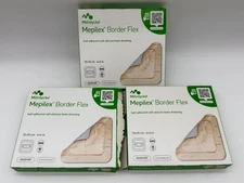 2 Boxes Of 5 Molnlycke Mepilex Border Flex 4" x 4" Soft Silicone Foam Dressing