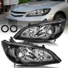 04-05 Civic Sedan Coupe Halogen Headlight Assembly Black Housing Reflector LH RH