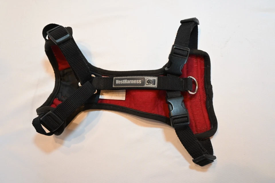 Arnês para colete canino amigável para cães, vermelho e preto, pequeno - Imagem 2 de 4