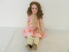 Antique 29” JD Kestner 154 Bisque Doll, Original Human Hair Wig & Lashes Leather