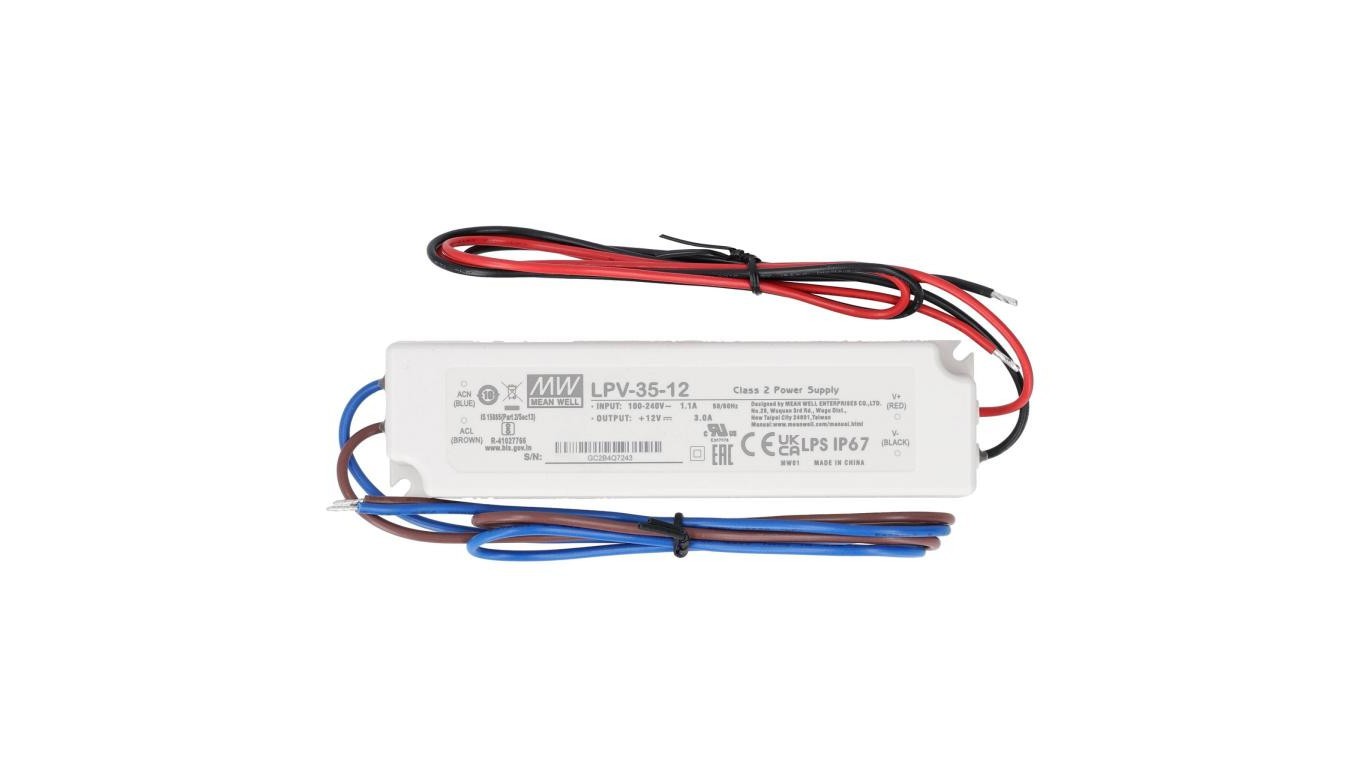 IP67 Hermetic Power Supply for 12V 3A LED Lighting LPV-35-12