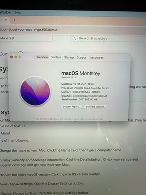 Apple MacBook Pro 2016 15'' A1707 i7-6920HQ 16GB DDR3 256 SSD Silver -C/See photo