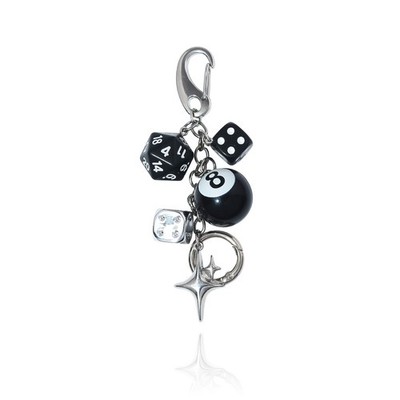 8-Ball Dice Charm Keychain Black Pool Dice Bag Charm Keyring
