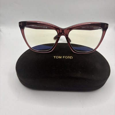 Tom Ford FT6064-B 071 Shiny Bordeaux  Blue Filter Cat Eye Women's Eyeglasses