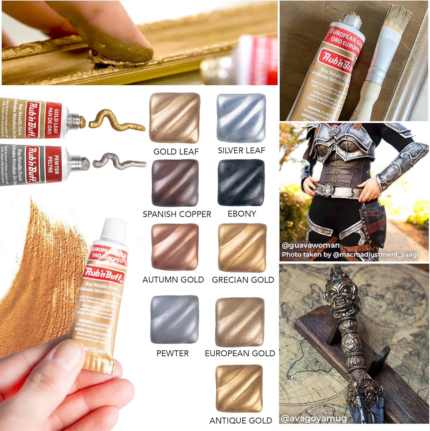 Rub n Buff Wax Metallic Silver Leaf, and 1 Ounce (Pack of 1), Leaf 