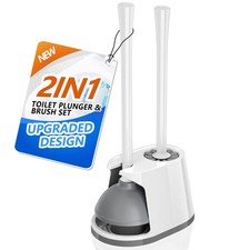 Toilet Plunger and Brush Set, Bowl Brush and Heavy Duty Toilet Plunger with V...