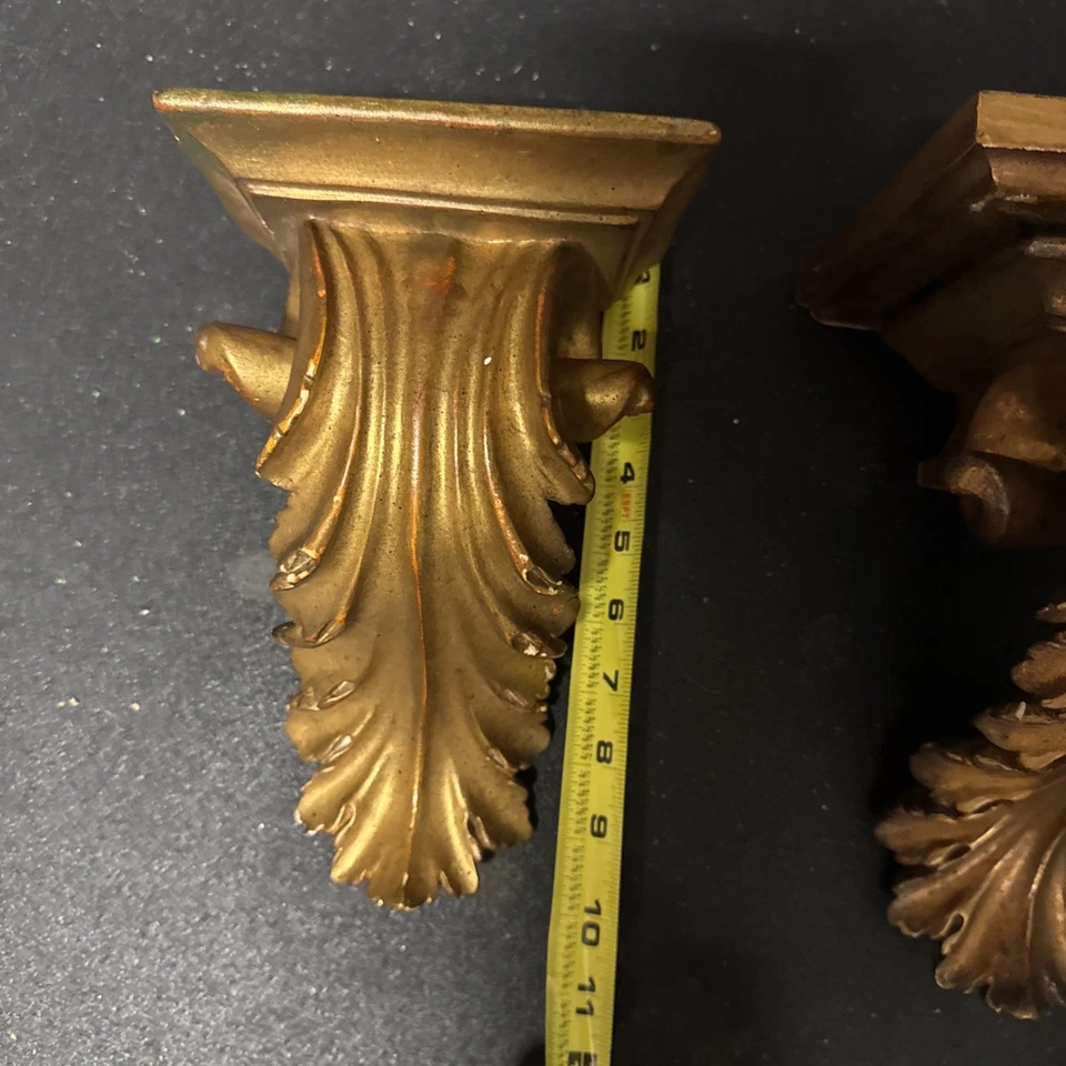 2 больших настенных кронштейна из листьев аканта полки в французском итальянском стиле золотые кораллы - Изображение 3 из 4