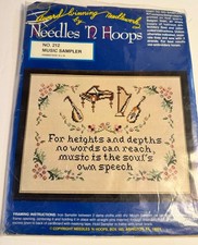 Needles N Hoops  No.212 Needles ‘N Hoops Music Sampler Stamped Cross Stitch Kit