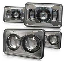 4x6 Inch LED Headlights for Kenworth T800 T600 Peterbilt 379, 60W Chrome