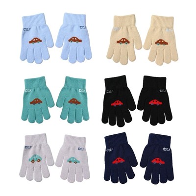 Pair Kids Gloves Knitted Winter Stretch Mittens Comfortable and Trendy Gloves