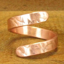 Solid Copper Adjustable Minimalist Healing Ring, Handmade, Unisex, Hammer Band