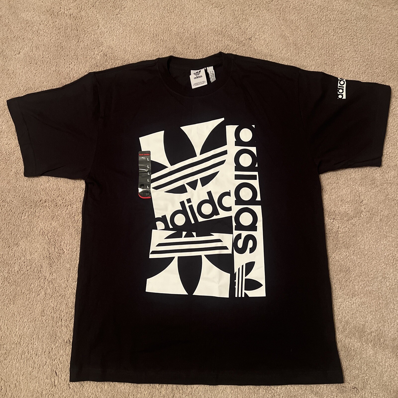 T-shirt uomo Adidas bianco e nero con logo a strati grafica manica corta  taglia large