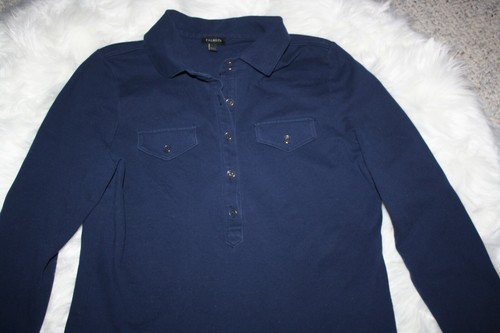 Blusa Pullover Talbots Manga Larga 1/2 Botón Para Mujer Azul Talla M - Imagen 2 de 7
