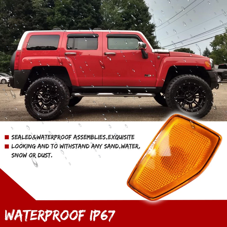 Para 05/06-10 Hummer H3/09-10 H3T Lente Ámbar Guardabarros Delantero Luces Marcadoras Laterales 2 PIEZAS Foto 4 de 4