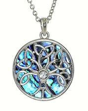 18"Chain 2"Extender and "TREE of LIFE" Pendant with Abalone Shell and Crystal