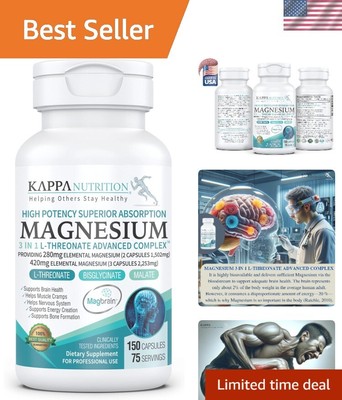 150 Capsules, 2,253mg Per Serving, Providing 420mg Elemental Magnesium, L-Thr...