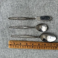 Interpur Inr3 Single Rose Butter Server Sugar and Oval Soup Spoon Flatware Japan