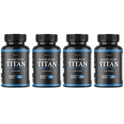 Blood Flow Titan Boost Pro Mens Blood Flow Supplement - 4 Bottles