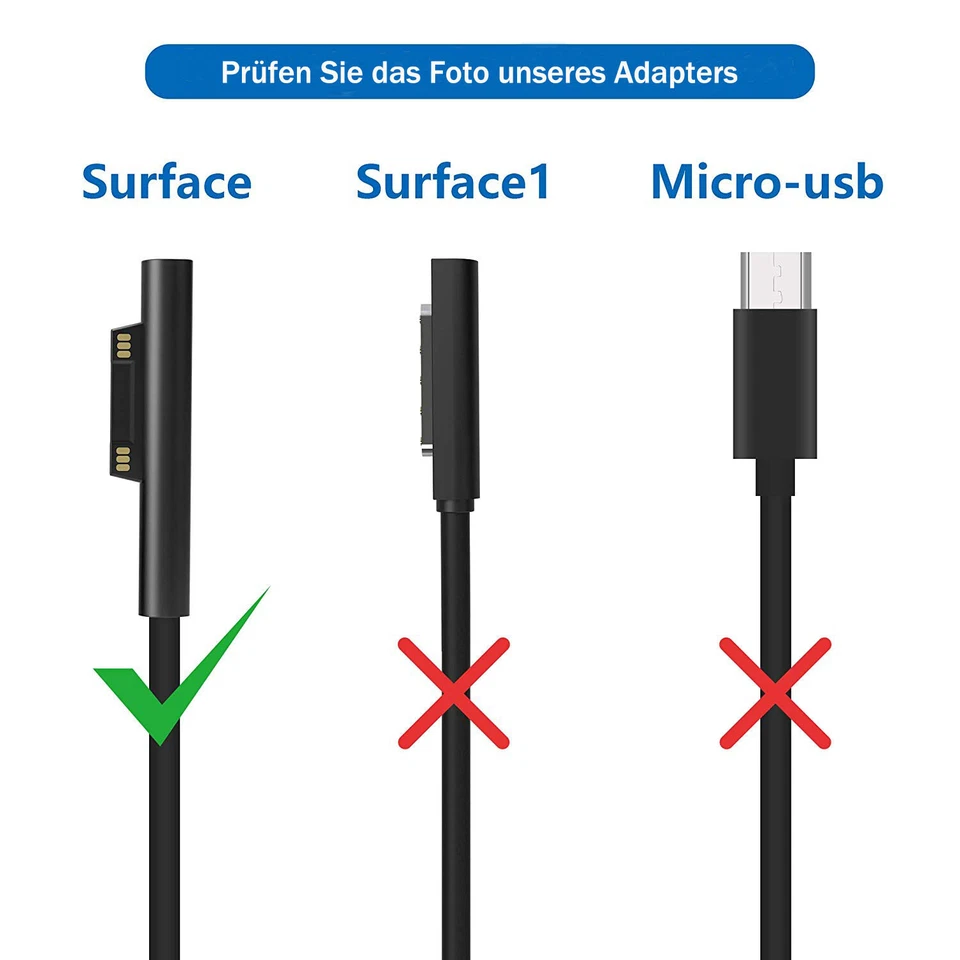 65W Ladegerät Netzteil Für Microsoft Surface Pro 3/4/5/6/7/X/GO Model 1706 1735 - Bild 2 von 4