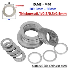 Stainless Steel Ultra Thin Flat Washer Ultrathin Shim Gasket Thickness 0.1-0.5mm