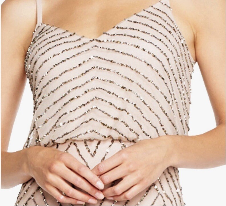 Adrianna Papell NEW Art Deco Beaded Blouson Gown In Taupe Pink Size 14 | eBay Adrianna Papell NEW Art Deco Beaded Blouson Gown In Taupe Pink Size 14 | eBay