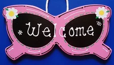 SUNGLASSES WELCOME SIGN Wall Hanger Hanging Plaque SEASONAL Pool Summer Decor