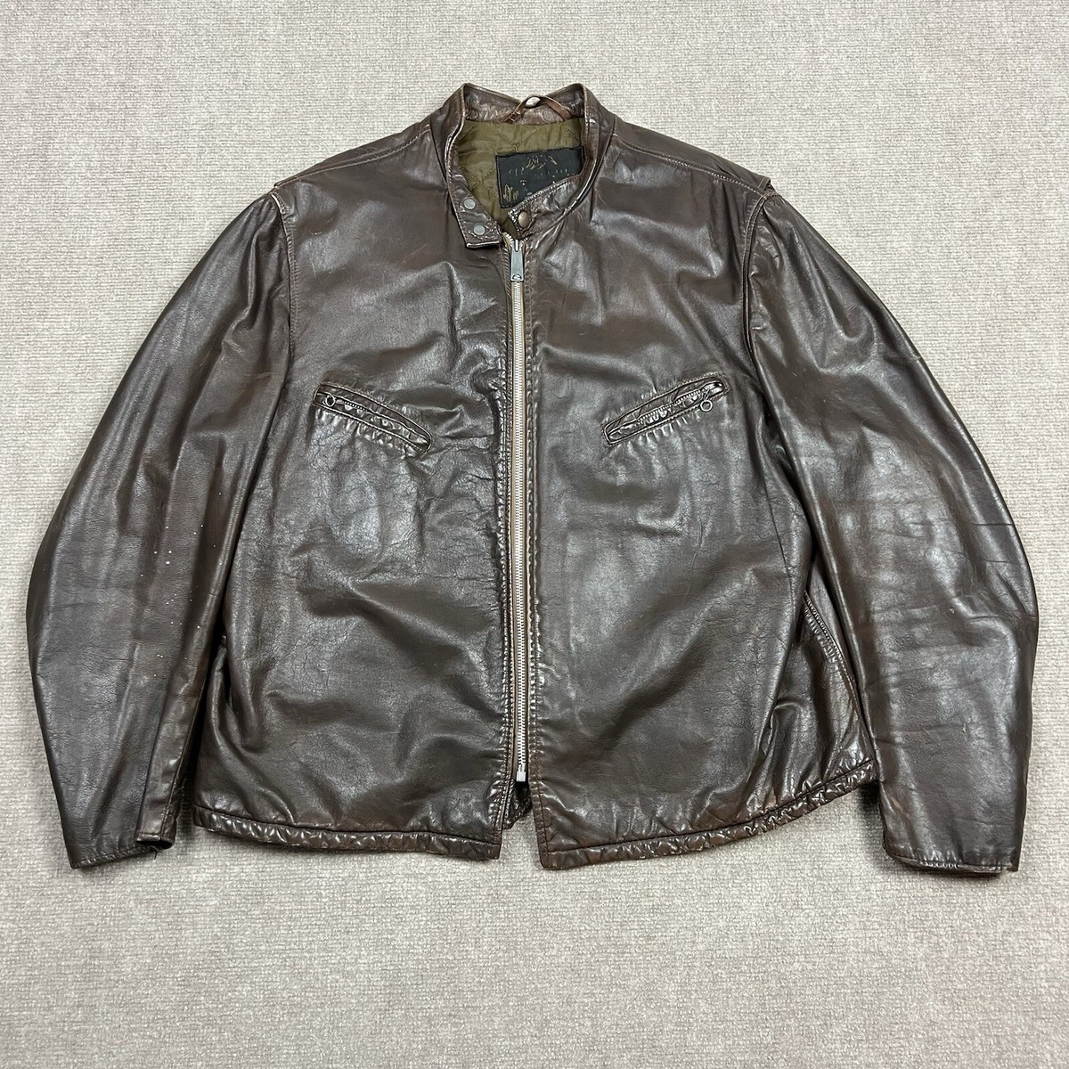 Vintage 70s Schott Perfecto Motorcycle Leather Jacket Cafe Racer