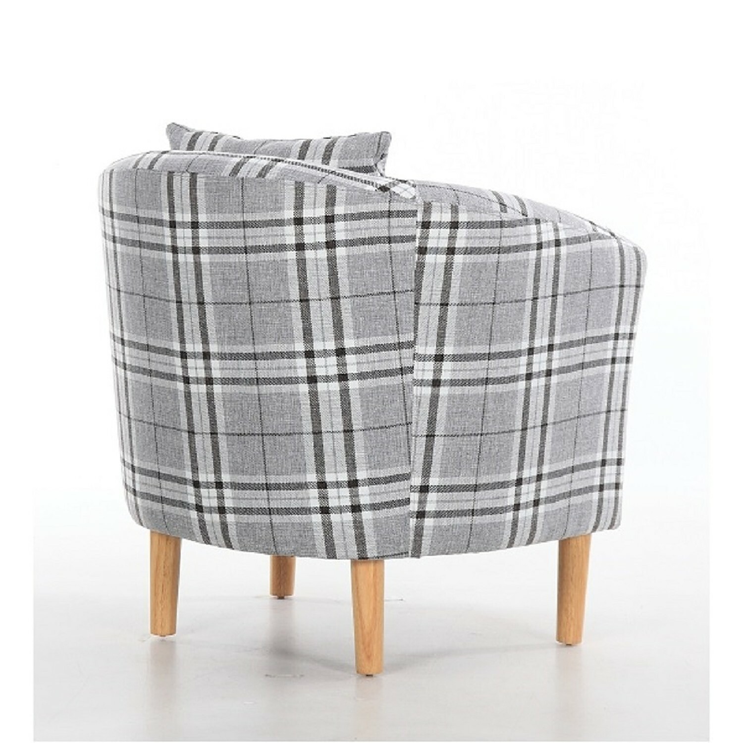 EDINBURGH TARTAN GREY FABRIC TUB CHAIR ARMCHAIR DINING LIVING ROOM