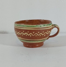 Vintage TLAQUEPAQUE MEXICAN Folk Art Handmade Terra Cotta Pottery CUP Marked