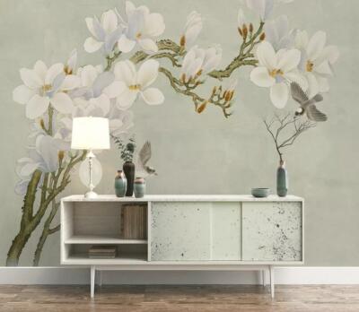 3D Flower Branch Bird 37370NA Wallpaper Wall Murals Removable Wallpaper Fay