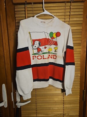 Vintage 80s 90s Snoopy Nutmeg Sweatshirt Men's Small Poland World Cup Socer S