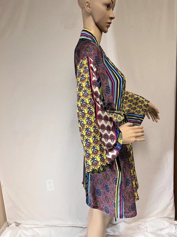 Bata para mujer Josie Natori, multicolor, a rayas manga larga, talla S Foto 2 de 4