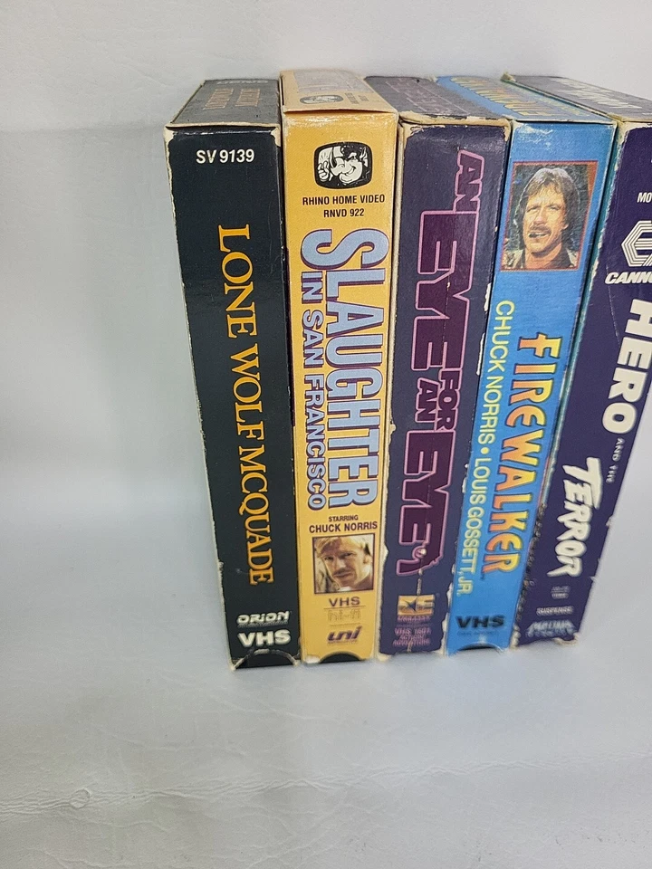 5 Chuck Norris VHS Lot An Eye For An Eye Hero & The Terror Fire Walker Lone,,, Foto 2 de 3