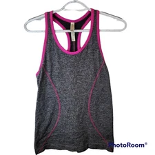 Ebb & Flow Racerback Black & Pink Workout Yoga Top Size OS Small