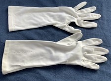 Strechies Vintage Women  s Cream Colored 12  Long Nylon Dress Gloves
