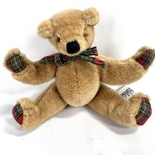 8" FAO Schwarz Teddy Bear Scottish Tartan Plaid Accents Plush Stuffed Animal EUC