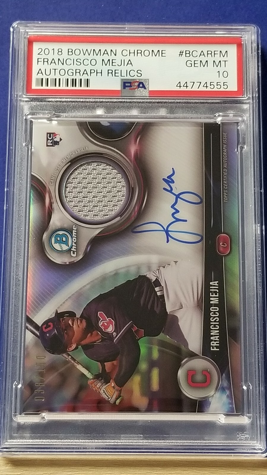 Francisco Mejia - 2018 Bowman Chrome Autograph Relic Rookie PSA 10 #38/150