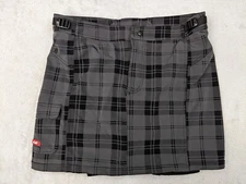 LOUIS GARNEAU Womens XL Gray Cambria Bamtex plaid cycling skort bicycle Skirt